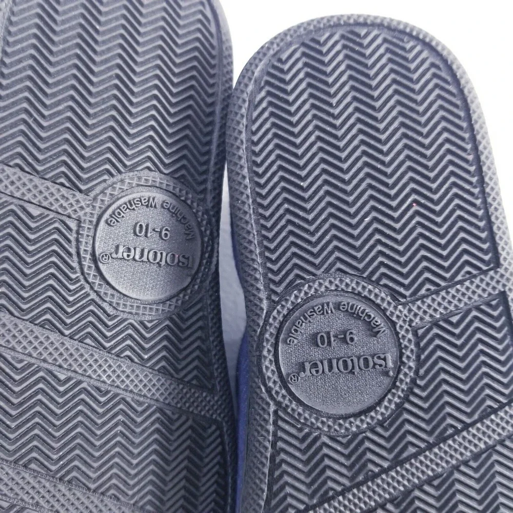 Isotoner Kids Chandler Moccasin Slippers Size 9-10 Navy Blue NEW Boys